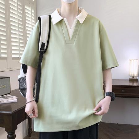 FA39780# 夏季新款大码公版V领潮流休闲青少年POLO 服装批发男装批发男士服饰批发