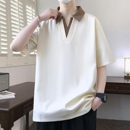 FA39780# 夏季新款大码公版V领潮流休闲青少年POLO 服装批发男装批发男士服饰批发