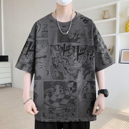 FA39781# 夏季新款大码动漫满印圆领休闲潮牌短袖T恤 服装批发男装批发男士服饰批发