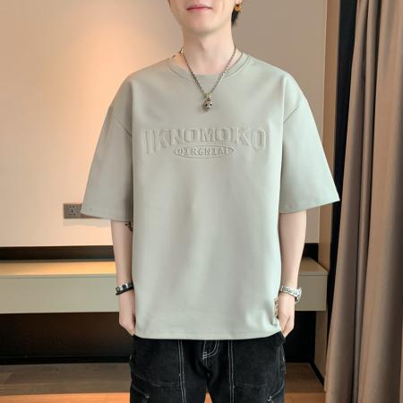 FA39783# 夏季爆款钢印短袖宽松大码休闲上衣 服装批发男装批发男士服饰批发