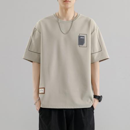 FA39785# 夏季男士大码刺绣工艺圆领T恤潮流休闲百搭短袖 服装批发男装批发男士服饰批发