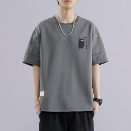 FA39785# 夏季男士大码刺绣工艺圆领T恤潮流休闲百搭短袖 服装批发男装批发男士服饰批发