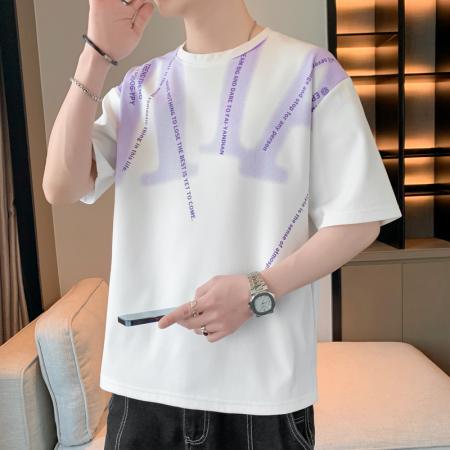 FA39788# 夏季新款大码圆领潮流ins时尚休闲百搭印花T恤 服装批发男装批发男士服饰批发