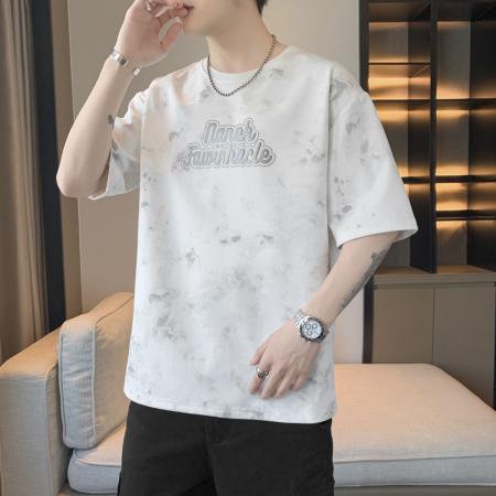 FA39790# 夏季男士大码喷墨字母印花圆领潮流时尚T恤短袖 服装批发男装批发男士服饰批发