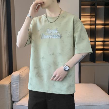 FA39790# 夏季男士大码喷墨字母印花圆领潮流时尚T恤短袖 服装批发男装批发男士服饰批发