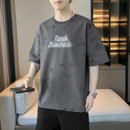 FA39790# 夏季男士大码喷墨字母印花圆领潮流时尚T恤短袖 服装批发男装批发男士服饰批发