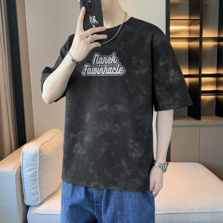FA39790# 夏季男士大码喷墨字母印花圆领潮流时尚T恤短袖 服装批发男装批发男士服饰批发