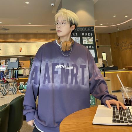 FA39798# 春秋季爆款假两件潮流时尚圆领印花卫衣 服装批发男装批发男士服饰批发