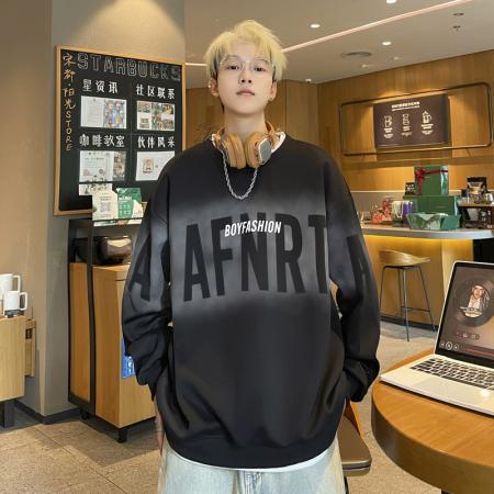 FA39798# 春秋季爆款假两件潮流时尚圆领印花卫衣 服装批发男装批发男士服饰批发