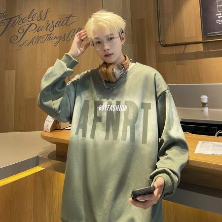 FA39798# 春秋季爆款假两件潮流时尚圆领印花卫衣 服装批发男装批发男士服饰批发