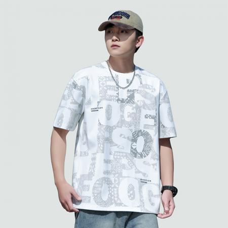 FA39801# 夏季新款大码满印圆领印花休闲潮牌短袖T恤 服装批发男装批发男士服饰批发