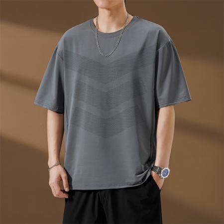 FA39802# 夏季大码7A抗菌冰丝超薄凉感透气圆领短袖 服装批发男装批发男士服饰批发