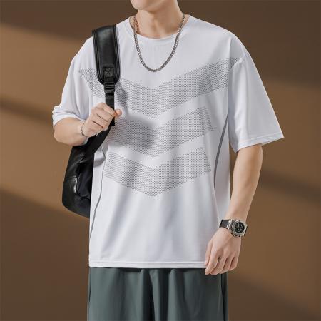 FA39802# 夏季大码7A抗菌冰丝超薄凉感透气圆领短袖 服装批发男装批发男士服饰批发