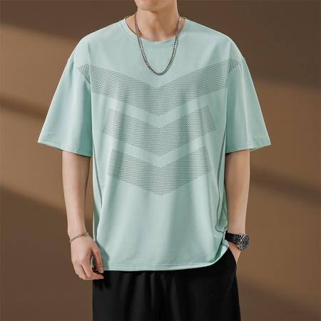 FA39802# 夏季大码7A抗菌冰丝超薄凉感透气圆领短袖 服装批发男装批发男士服饰批发