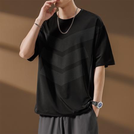 FA39802# 夏季大码7A抗菌冰丝超薄凉感透气圆领短袖 服装批发男装批发男士服饰批发