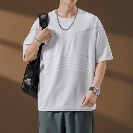 FA39803# 夏季大码7A抗菌冰丝超薄凉感透气圆领短袖 服装批发男装批发男士服饰批发