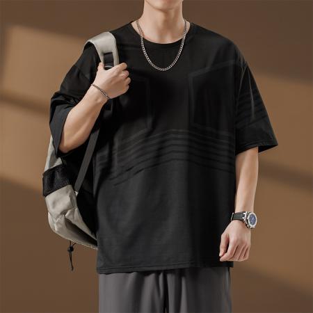 FA39803# 夏季大码7A抗菌冰丝超薄凉感透气圆领短袖 服装批发男装批发男士服饰批发