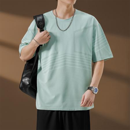 FA39803# 夏季大码7A抗菌冰丝超薄凉感透气圆领短袖 服装批发男装批发男士服饰批发