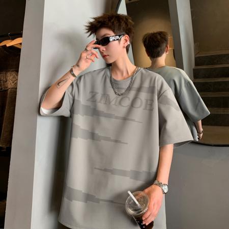 FA39806# 夏季新款大码不规则印花圆领休闲短袖T恤 服装批发男装批发男士服饰批发