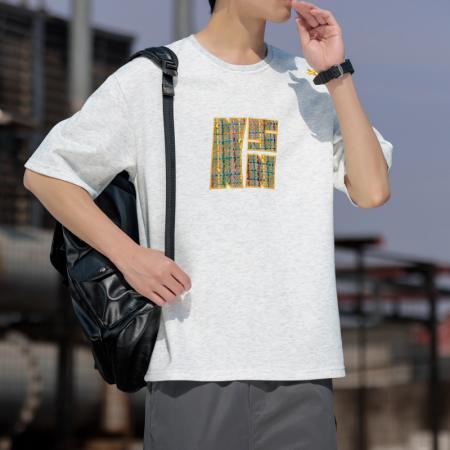 FA39807# 夏季新款大码不规则印花圆领休闲短袖T恤 服装批发男装批发男士服饰批发