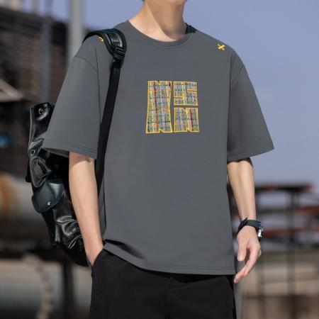 FA39807# 夏季新款大码不规则印花圆领休闲短袖T恤 服装批发男装批发男士服饰批发