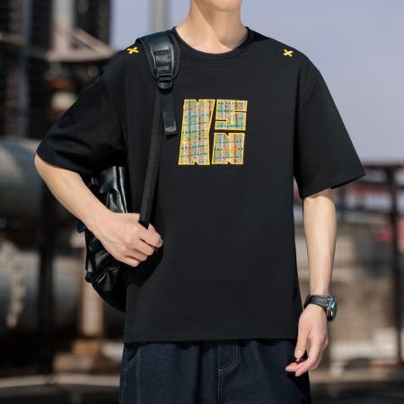 FA39807# 夏季新款大码不规则印花圆领休闲短袖T恤 服装批发男装批发男士服饰批发
