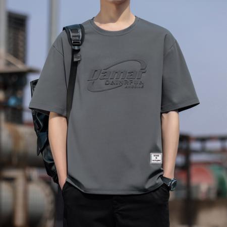 FA39808# 夏季新款大码钢印圆领休闲短袖T恤 服装批发男装批发男士服饰批发