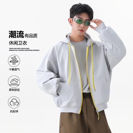 FA39816# 优续连帽卫衣开衫男女款秋季潮牌短款撞色外套 服装批发男装批发男士服饰批发