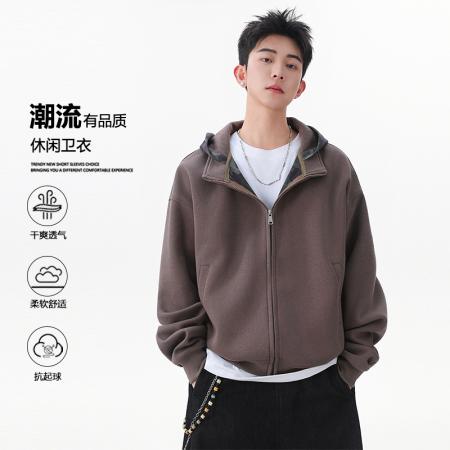 FA39817# 优续美式重磅开衫卫衣男士春秋季新款宽松休闲青少年连帽外套 服装批发男装批发男士服饰批发