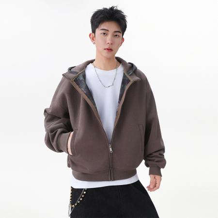 FA39817# 优续美式重磅开衫卫衣男士春秋季新款宽松休闲青少年连帽外套 服装批发男装批发男士服饰批发