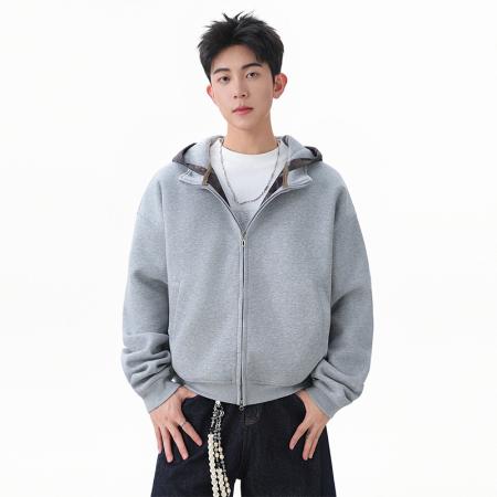 FA39817# 优续美式重磅开衫卫衣男士春秋季新款宽松休闲青少年连帽外套 服装批发男装批发男士服饰批发