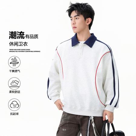 FA39818# 优续撞色拼接条纹卫衣秋季美式潮牌长袖 服装批发男装批发男士服饰批发