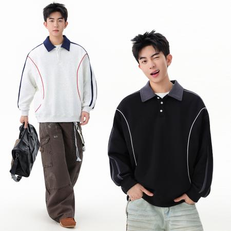 FA39818# 优续撞色拼接条纹卫衣秋季美式潮牌长袖 服装批发男装批发男士服饰批发
