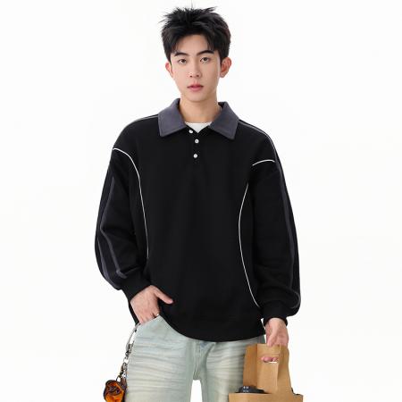 FA39818# 优续撞色拼接条纹卫衣秋季美式潮牌长袖 服装批发男装批发男士服饰批发