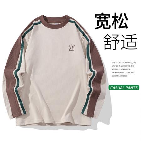 FA39821# 日系白底平铺直播爆款春秋新款男士卫衣休闲百搭青年长袖T恤圆领男装卫衣 服装批发男装批发男士服饰批发