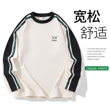 FA39821# 日系白底平铺直播爆款春秋新款男士卫衣休闲百搭青年长袖T恤圆领男装卫衣 服装批发男装批发男士服饰批发