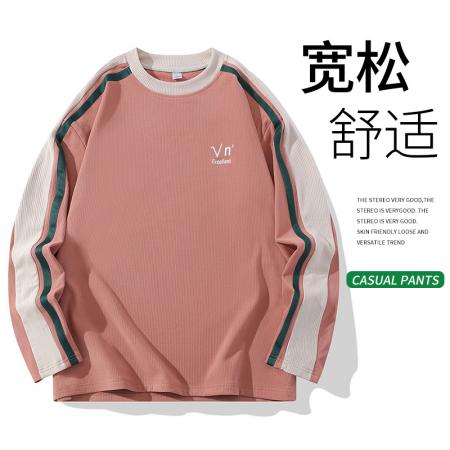 FA39821# 日系白底平铺直播爆款春秋新款男士卫衣休闲百搭青年长袖T恤圆领男装卫衣 服装批发男装批发男士服饰批发