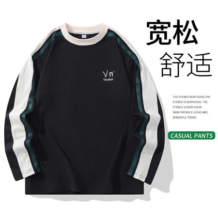 FA39821# 日系白底平铺直播爆款春秋新款男士卫衣休闲百搭青年长袖T恤圆领男装卫衣 服装批发男装批发男士服饰批发