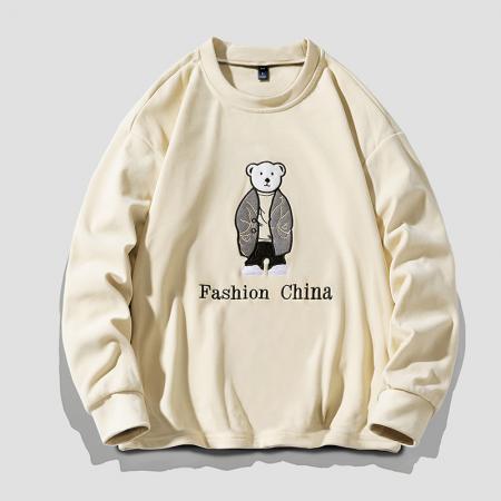 FA39822# 新款秋冬保暖德绒卫衣男士潮牌高品质双面德绒圆领打底衫厚款简约长袖t恤男内搭自发热上衣 服装批发男装批发男士服饰批发