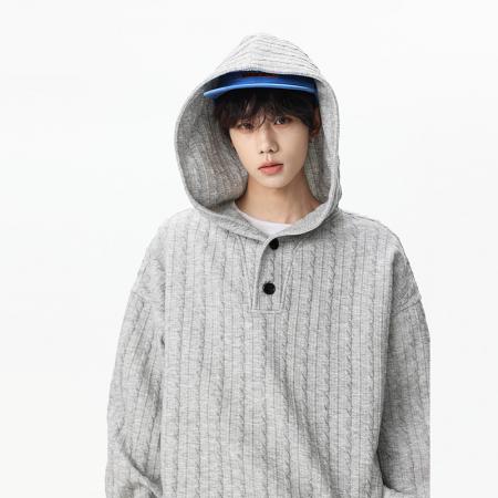 FA39827# 重磅提花连帽卫衣男春秋季潮牌复古宽松休闲上衣外套 服装批发男装批发男士服饰批发