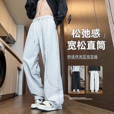 FA39831# 条纹裤子男士春夏季薄款新款宽松直筒阔腿休闲运动长裤 服装批发男装批发男士服饰批发