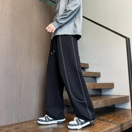 FA39831# 条纹裤子男士春夏季薄款新款宽松直筒阔腿休闲运动长裤 服装批发男装批发男士服饰批发
