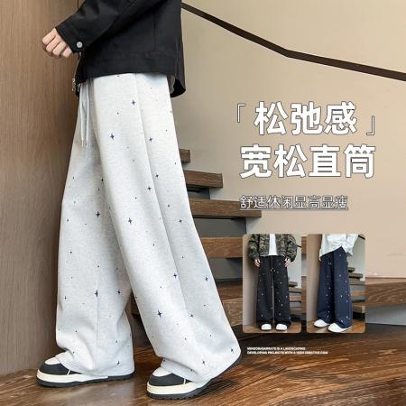 FA39835# 美式灰色运动阔腿裤男女秋冬新款高腰显瘦宽松慵懒休闲卫裤 服装批发男装批发男士服饰批发