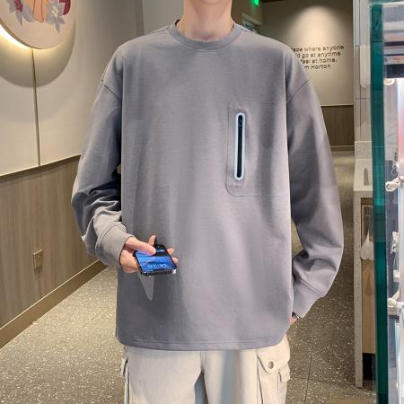 FA39840# 落肩袖宽松卫衣男春秋季新款潮流帅气套头上衣服圆领男生长袖 服装批发男装批发男士服饰批发