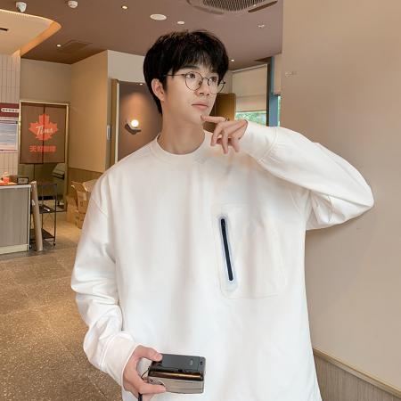 FA39840# 落肩袖宽松卫衣男春秋季新款潮流帅气套头上衣服圆领男生长袖 服装批发男装批发男士服饰批发