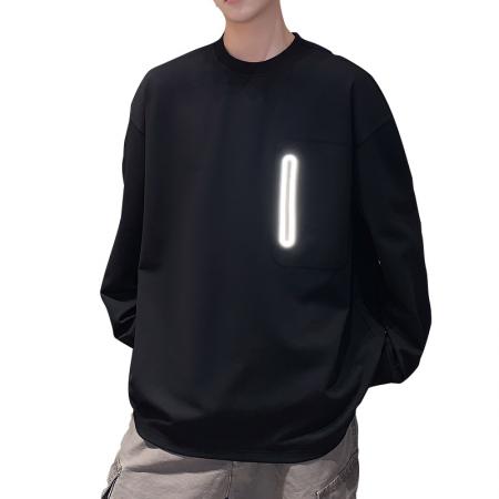 FA39840# 落肩袖宽松卫衣男春秋季新款潮流帅气套头上衣服圆领男生长袖 服装批发男装批发男士服饰批发