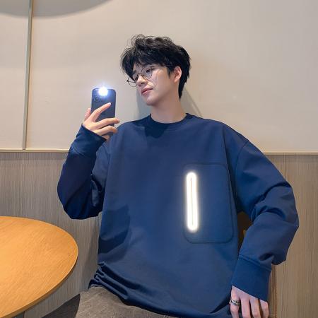 FA39840# 落肩袖宽松卫衣男春秋季新款潮流帅气套头上衣服圆领男生长袖 服装批发男装批发男士服饰批发