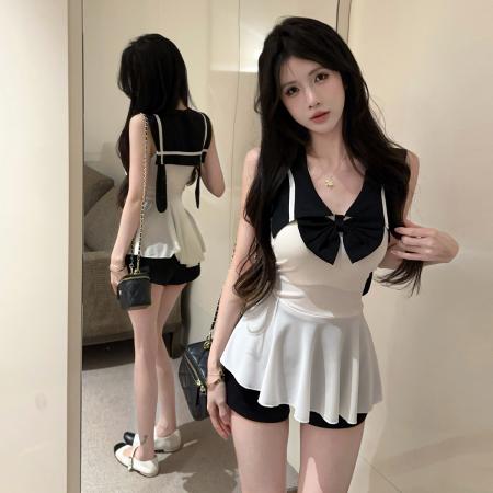 FA39889# 纯欲辣妹海军领无袖上衣日系清纯软妹JK学生装翻领收腰背心 服裝批發女裝批發服飾貨源
