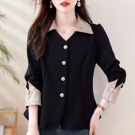 FA39922# 大码女装衬衫时尚休闲宽松显瘦胖mm拼接百搭秋季上衣 服裝批發女裝批發服飾貨源