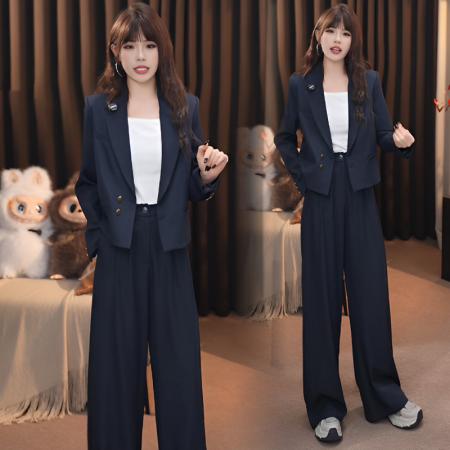 FA40015# 设计感西服套装职业装高级感休闲气质西装外套高腰长裤 服裝批發女裝批發服飾貨源